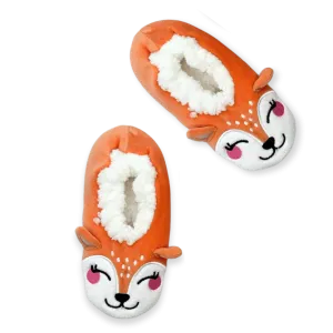 Orange Fox Critter Fuzzy Babba  Slipper Sock with 3D Ears