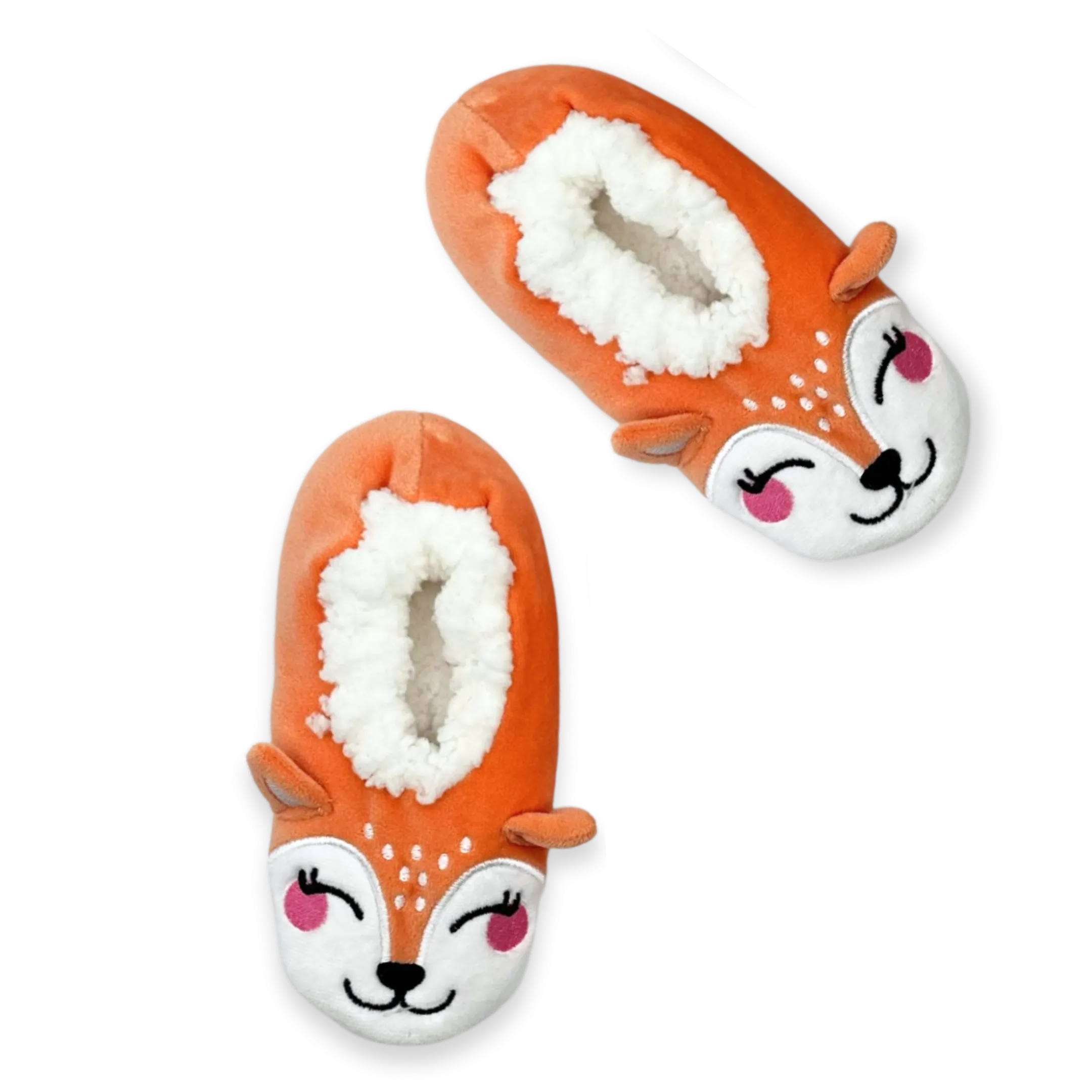 Orange Fox Critter Fuzzy Babba  Slipper Sock with 3D Ears