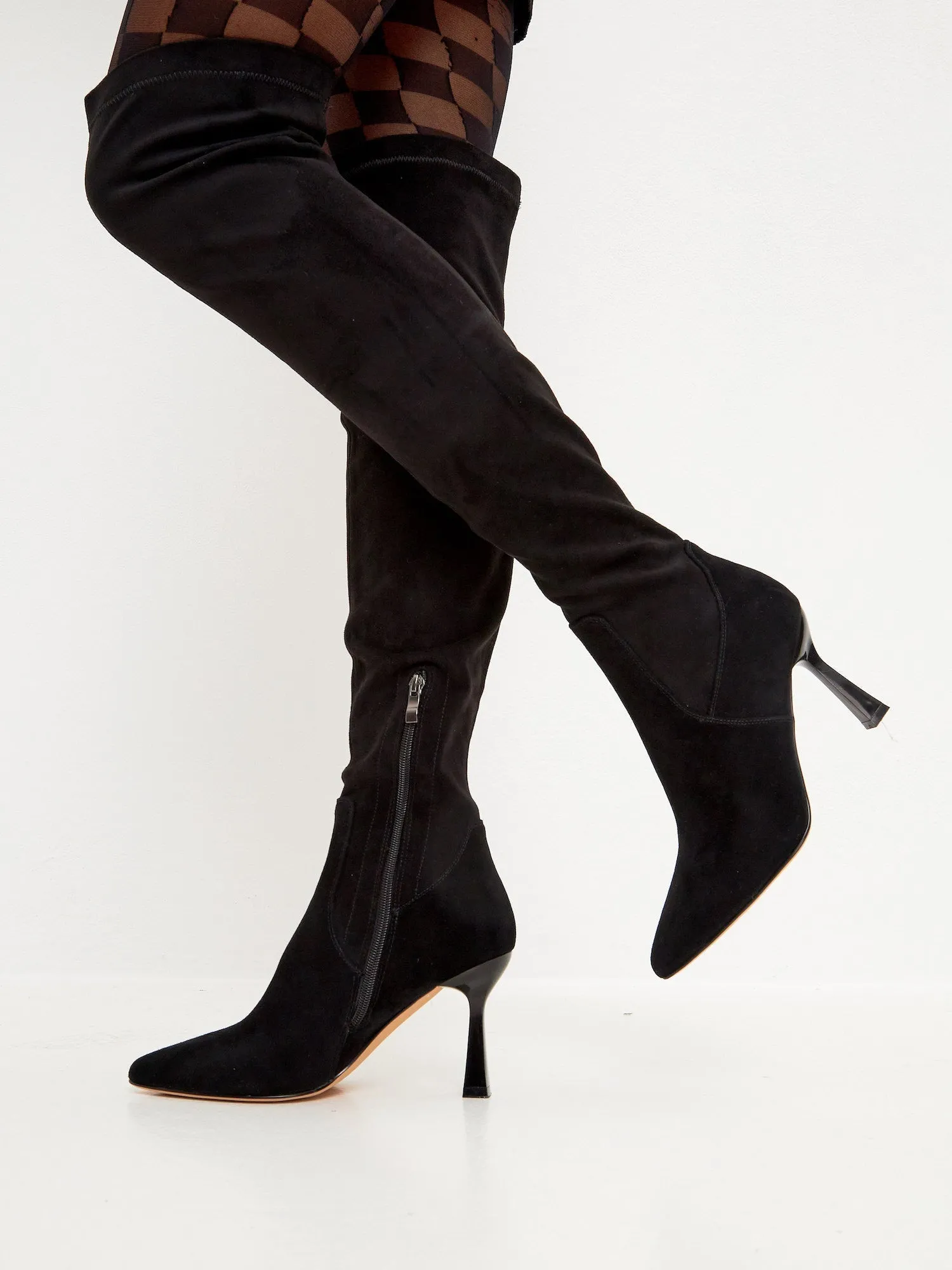 Over the knee Suede Leather Stiletto Boots with pointed toe