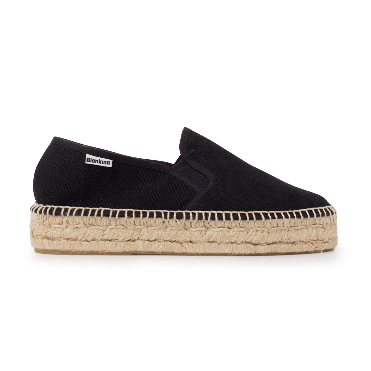 Palma Canvas Espadrille Platform Slip On - Black