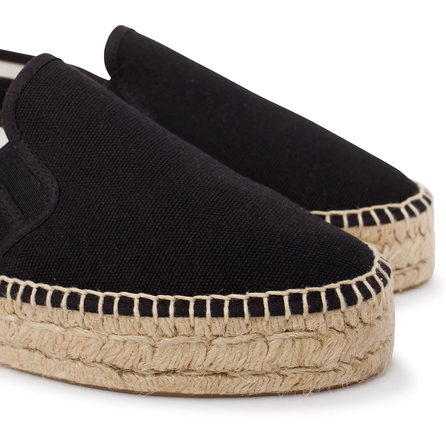 Palma Canvas Espadrille Platform Slip On - Black