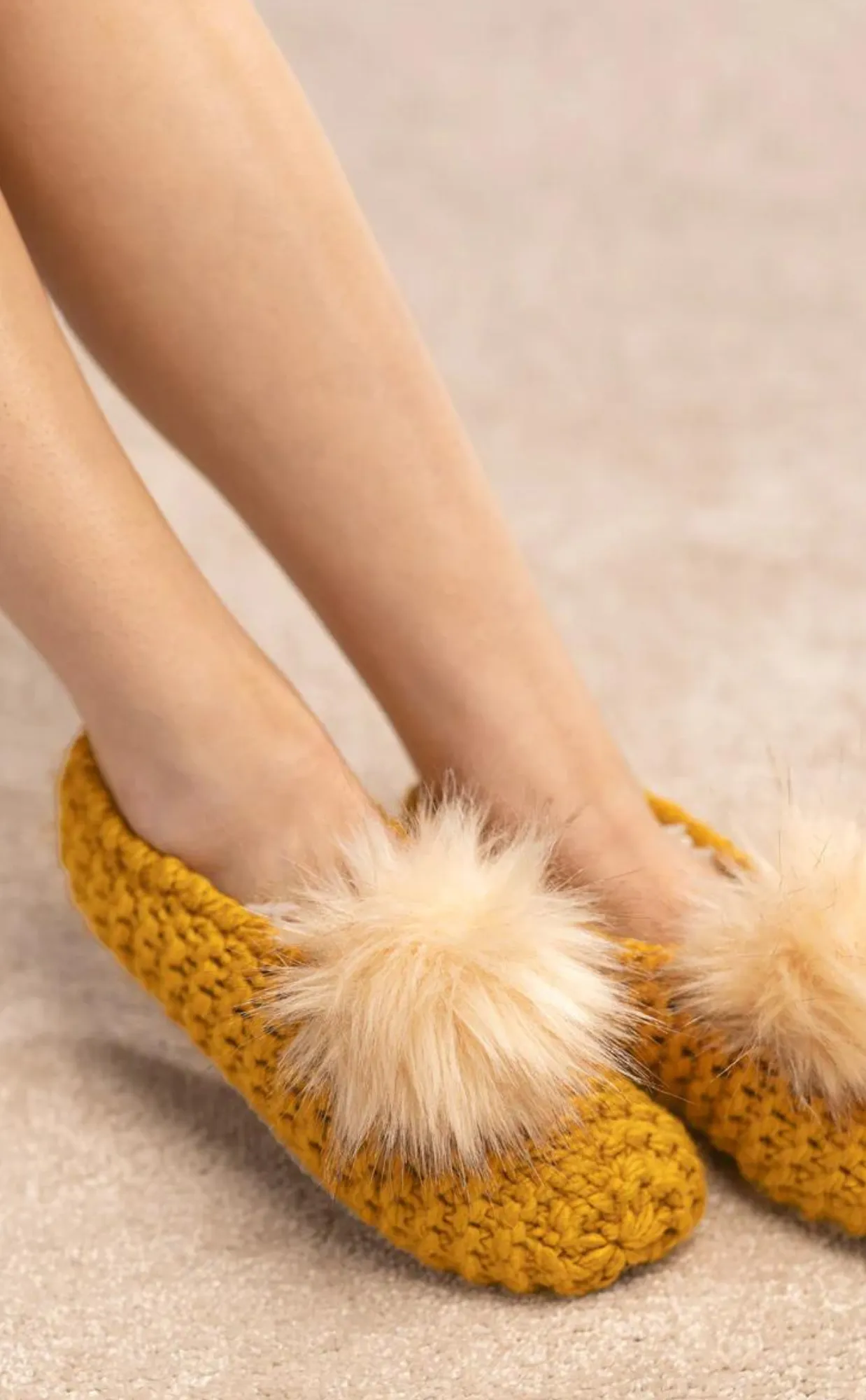 Pom Pom Crochet Slippers