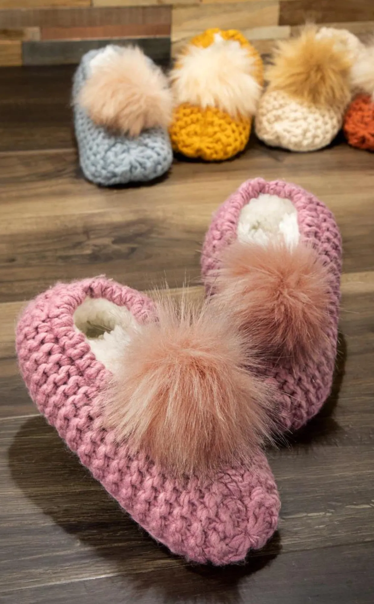 Pom Pom Crochet Slippers