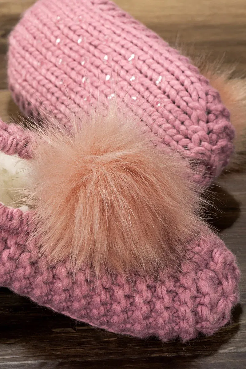 Pom Pom Crochet Slippers