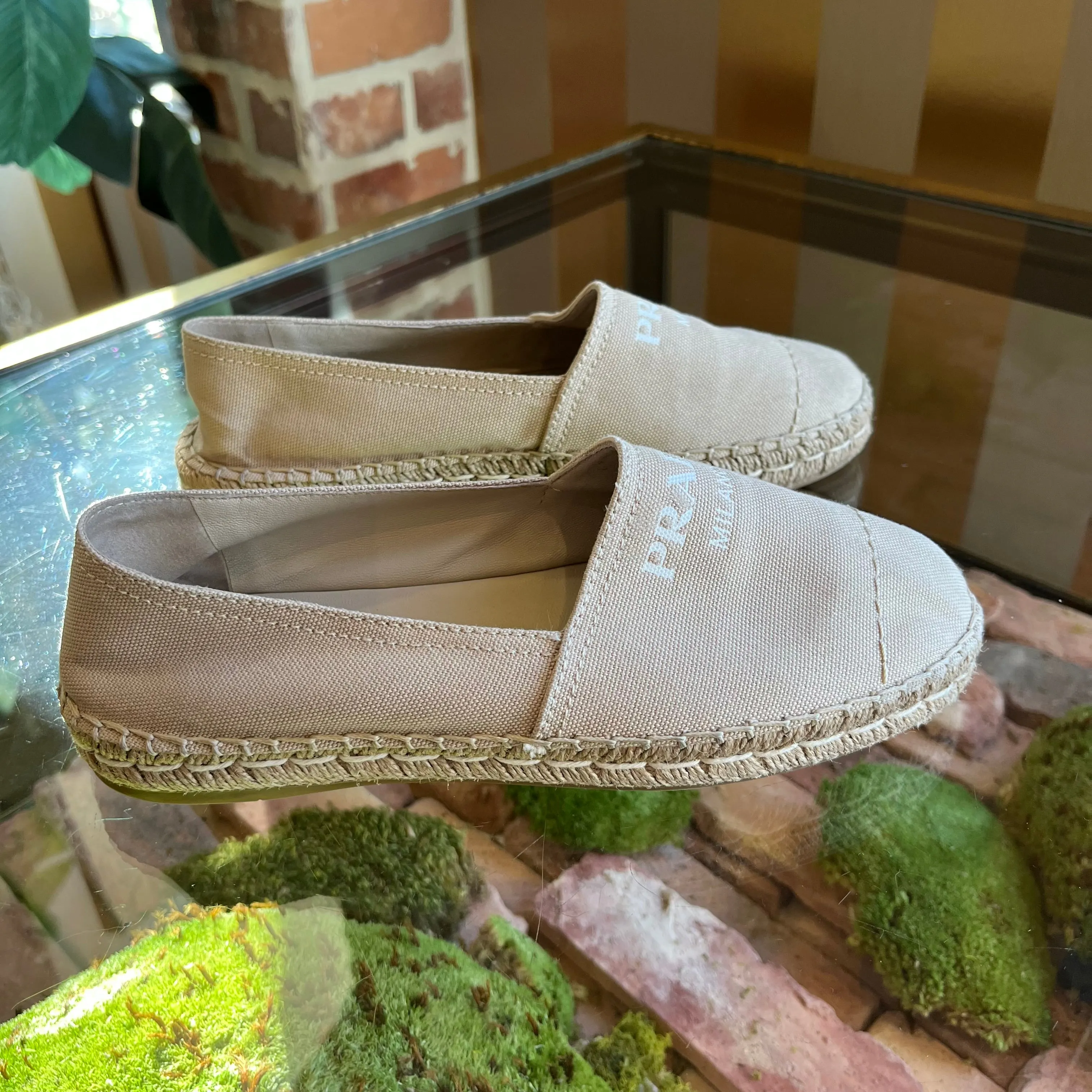 PRADA Beige Canvas Espadrilles SZ 38