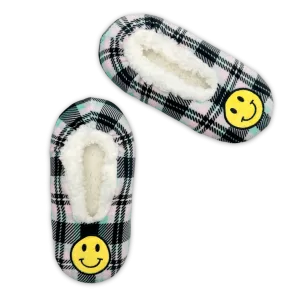 Preppy Plaid Smiley Face Ballerina Slipper Socks