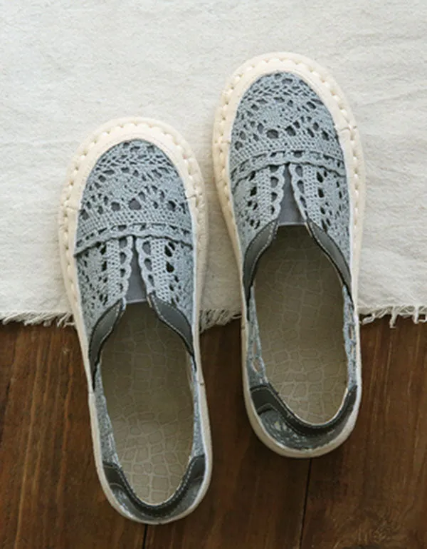 Retro Leather Soft Sole Comfortable Lace Flats