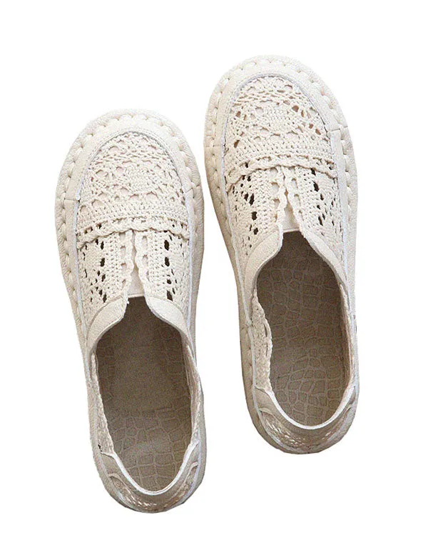 Retro Leather Soft Sole Comfortable Lace Flats