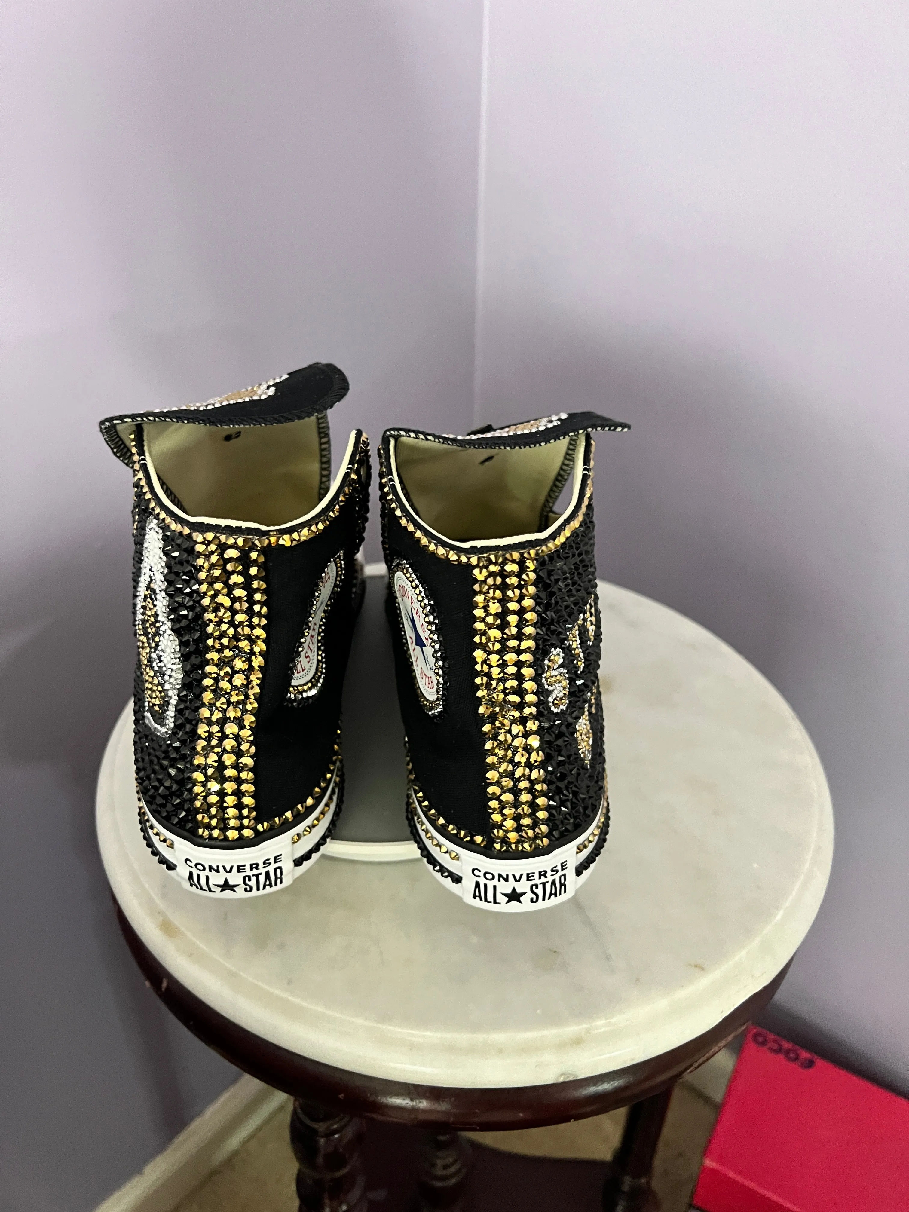 Rhinestoned converse or nikes, wedding, quinceanera, bling shoes rhinestoned on one side.