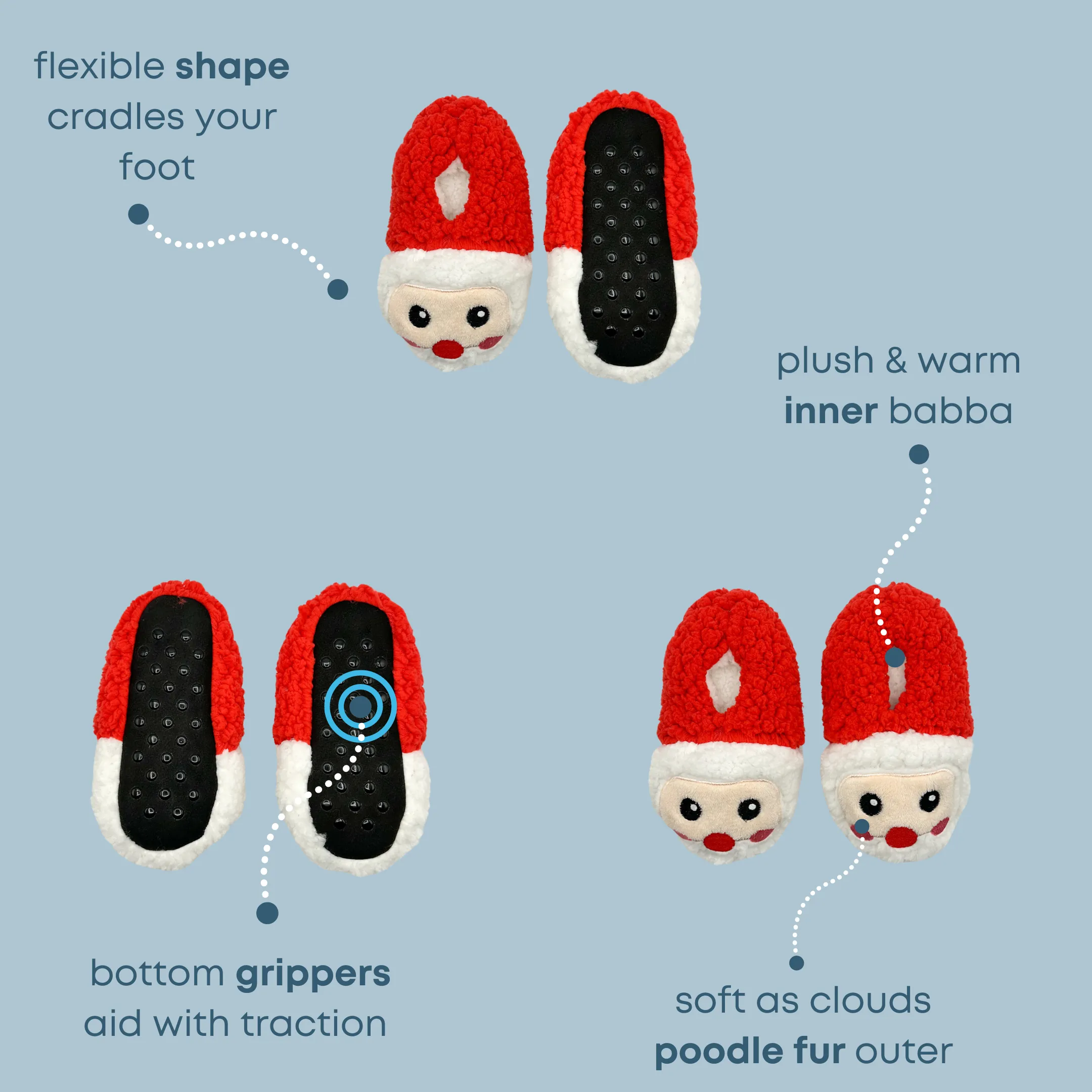 Santa 3D Puff Head Fuzzy Babba® Slipper Socks