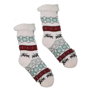 Sherpa Cream Winter Holiday Slipper Socks Non-Skid Slippers