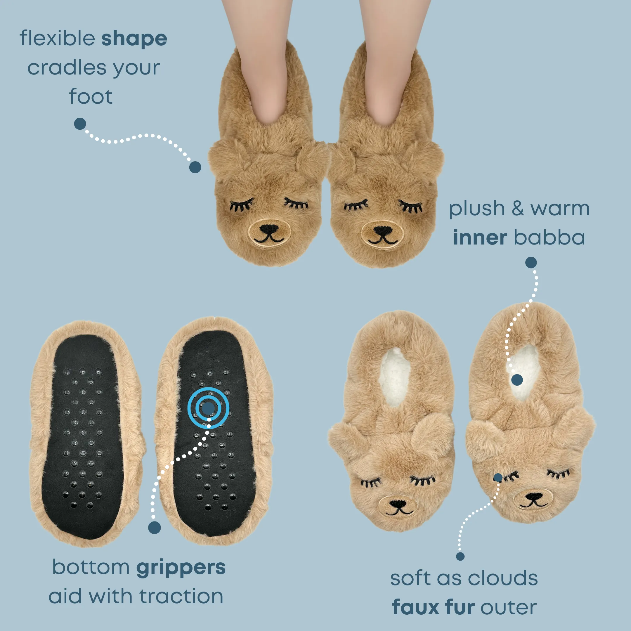 Sleepy Bear 3D Puff Head Slipper Socks