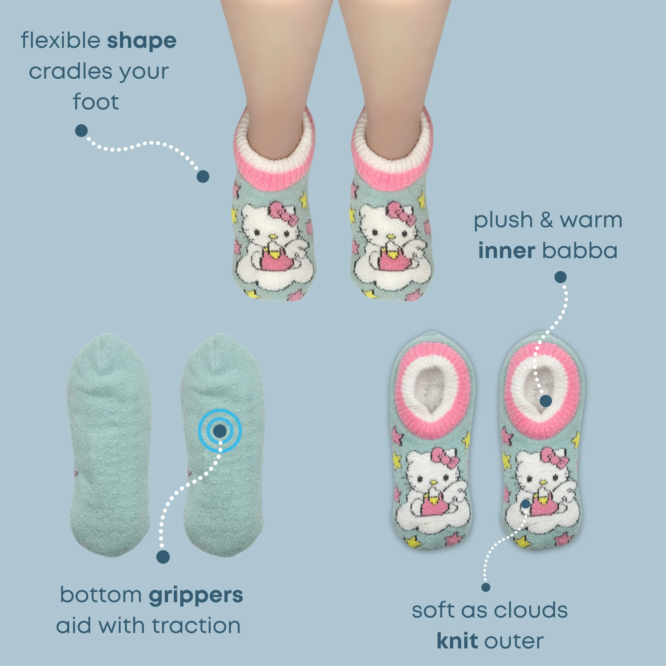 Starry Hello Kitty Cuffer Slipper Socks