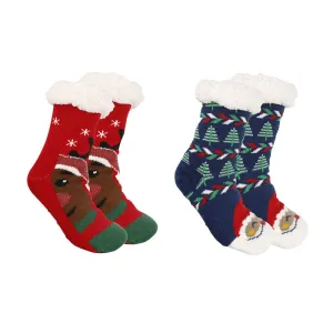 Sweetnana Christmas Women’s Cozy Socks - Cute Super Soft Fuzzy Slipper Socks, Non-Slip Thickened Winter Stockings, Cozy Lounge Wear