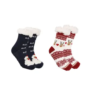 Sweetnana Christmas Women’s Cozy Socks - Cute Super Soft Fuzzy Slipper Socks, Non-Slip Thickened Winter Stockings, Perfect for Cozy Lounge Wear