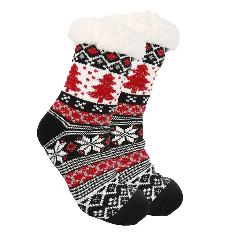 Sweetnana Christmas Women’s Cozy Socks - Cute Super Soft Non-Slip Slipper Fuzzy Socks, Thickened Winter Stockings, Perfect for Lounge Wear