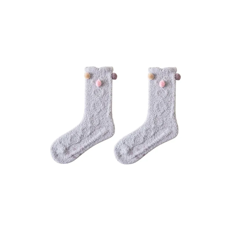 Sweetnana Cozy Fuzzy Crew Socks for Women, Thickened Non-Slip Socks, Cute Winter Stockings, Soft and Warm Slipper Socks, 3-Pack for Extra Comfort