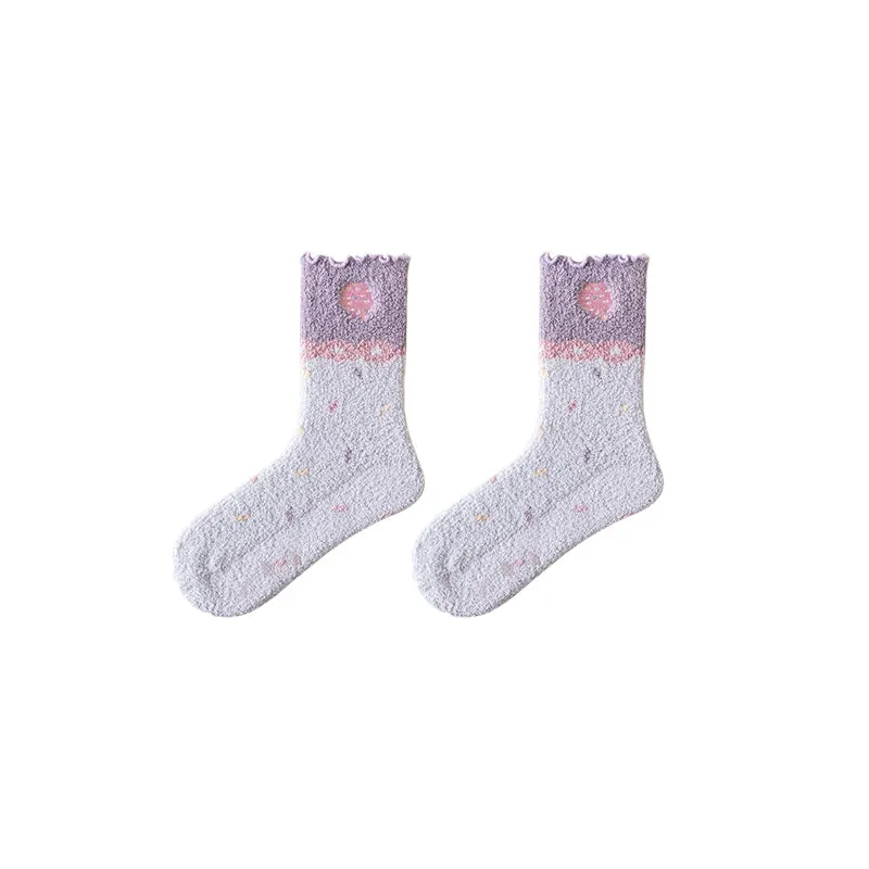 Sweetnana Cozy Fuzzy Crew Socks for Women, Thickened Non-Slip Socks, Cute Winter Stockings, Soft and Warm Slipper Socks, 3-Pack for Extra Comfort