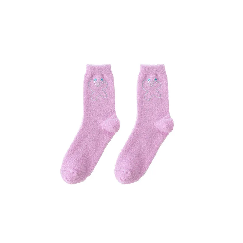 Sweetnana Fun Diamond Series Cozy Crew Socks - Fuzzy Socks for Women Fluffy Slipper Socks Soft Warm Winter Colorful Socks Sticky Diamond.