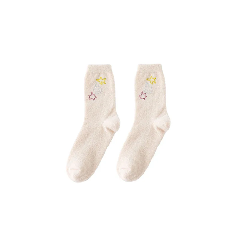 Sweetnana Fun Diamond Series Cozy Crew Socks - Fuzzy Socks for Women Fluffy Slipper Socks Soft Warm Winter Colorful Socks Sticky Diamond.