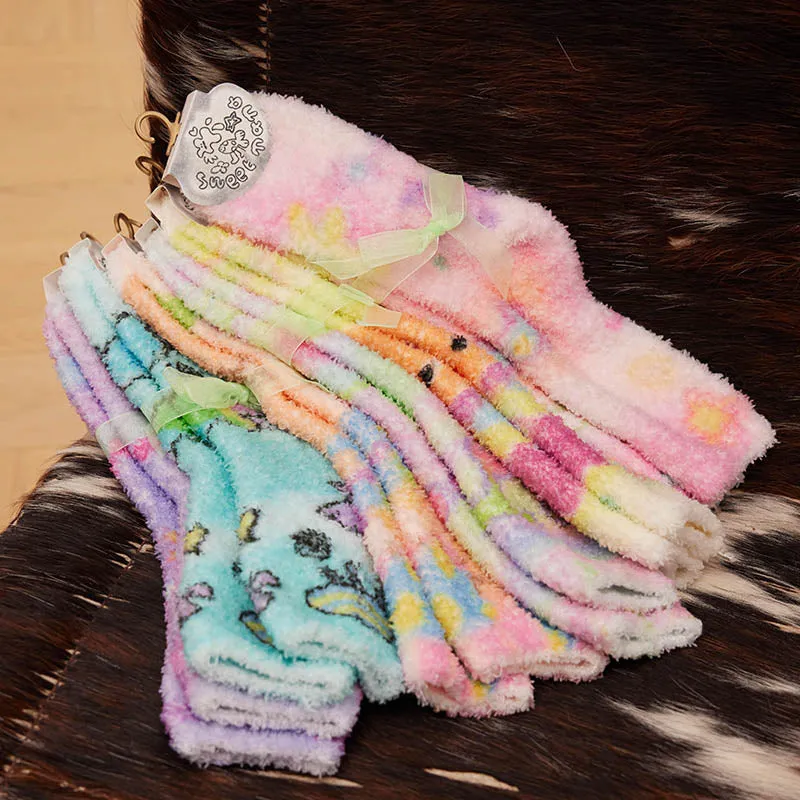 Sweetnana Graffiti Series Cozy Crew Socks for Women - Fuzzy Socks Soft Slipper Socks, Thickened and Non-Slip, Winter Warm Plush Stocking.