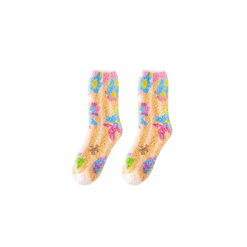 Sweetnana Graffiti Series Cozy Crew Socks for Women - Fuzzy Socks Soft Slipper Socks, Thickened and Non-Slip, Winter Warm Plush Stocking.