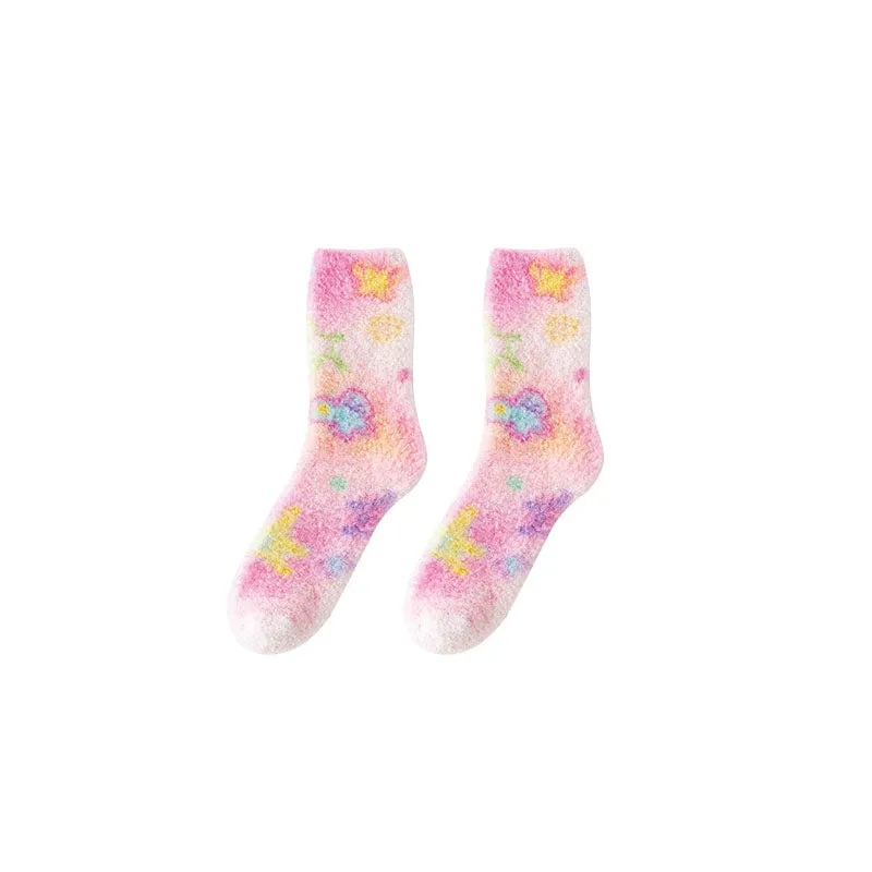 Sweetnana Graffiti Series Cozy Crew Socks for Women - Fuzzy Socks Soft Slipper Socks, Thickened and Non-Slip, Winter Warm Plush Stocking.