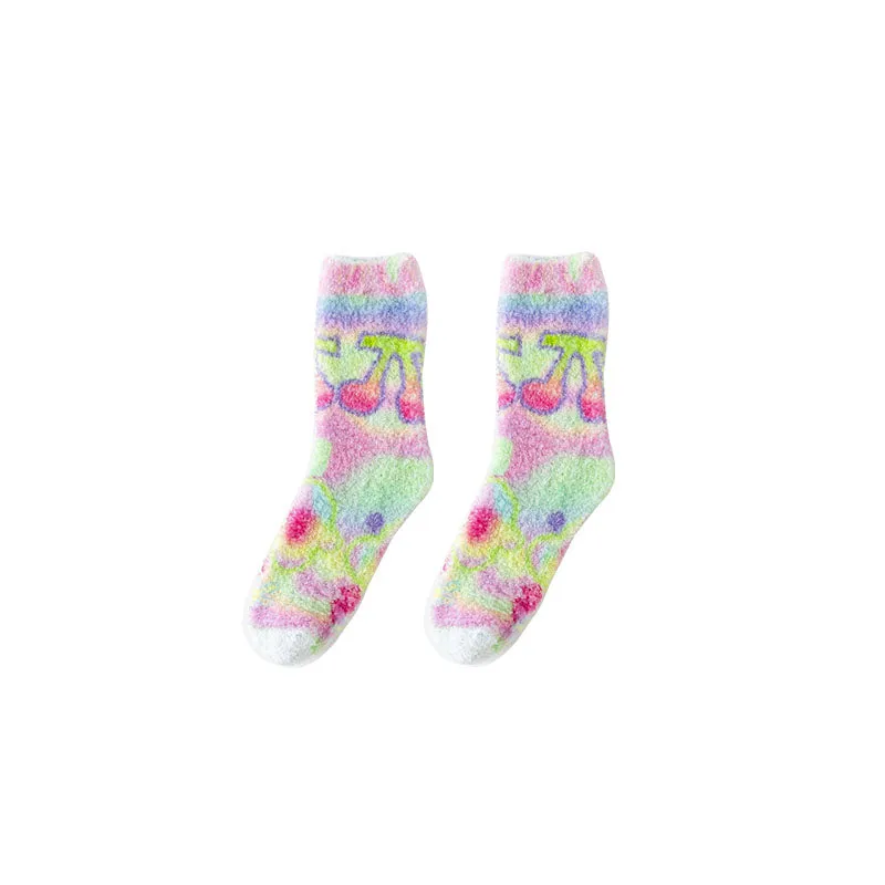 Sweetnana Graffiti Series Cozy Crew Socks for Women - Fuzzy Socks Soft Slipper Socks, Thickened and Non-Slip, Winter Warm Plush Stocking.