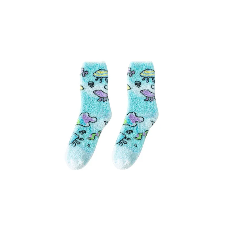 Sweetnana Graffiti Series Cozy Crew Socks for Women - Fuzzy Socks Soft Slipper Socks, Thickened and Non-Slip, Winter Warm Plush Stocking.