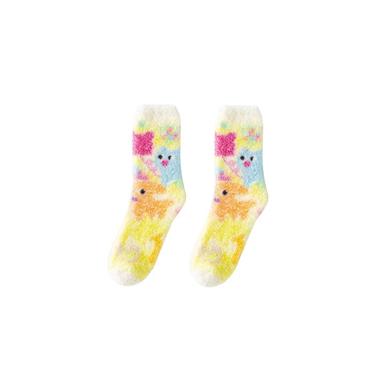 Sweetnana Graffiti Series Cozy Crew Socks for Women - Fuzzy Socks Soft Slipper Socks, Thickened and Non-Slip, Winter Warm Plush Stocking.