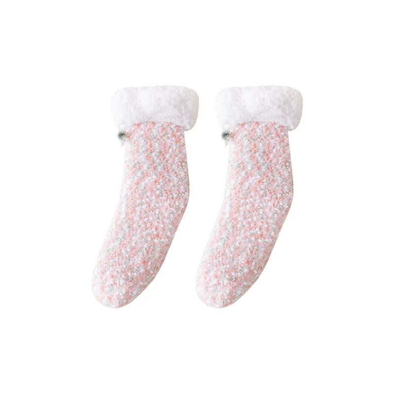 Sweetnana Women’s Cozy Crew Slipper Socks, Cute Colorful Non-Slip Fuzzy Socks, Super Soft Thickened Lounge Wear Socks, Perfect for Winter Comfort and Warmth