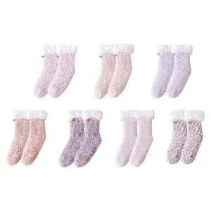 Sweetnana Women’s Cozy Crew Slipper Socks, Cute Colorful Non-Slip Fuzzy Socks, Super Soft Thickened Lounge Wear Socks, Perfect for Winter Comfort and Warmth