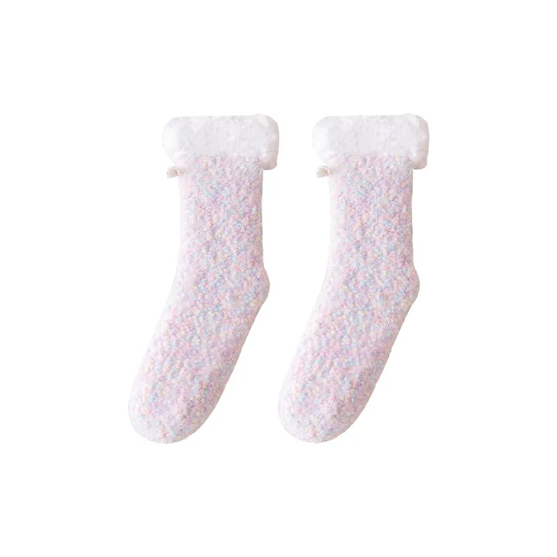 Sweetnana Women’s Cozy Crew Slipper Socks, Cute Colorful Non-Slip Fuzzy Socks, Super Soft Thickened Lounge Wear Socks, Perfect for Winter Comfort and Warmth