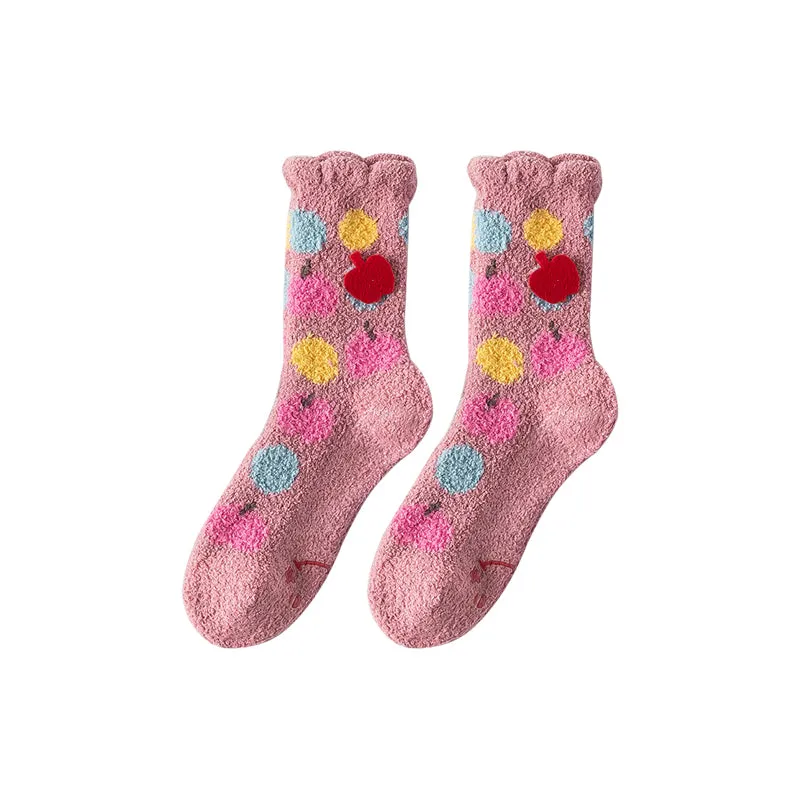 Sweetnana Women’s Cozy Crew Socks – Fuzzy, Super Soft Slipper Socks with Garden Party Patterns, Perfect for Winter Warmth