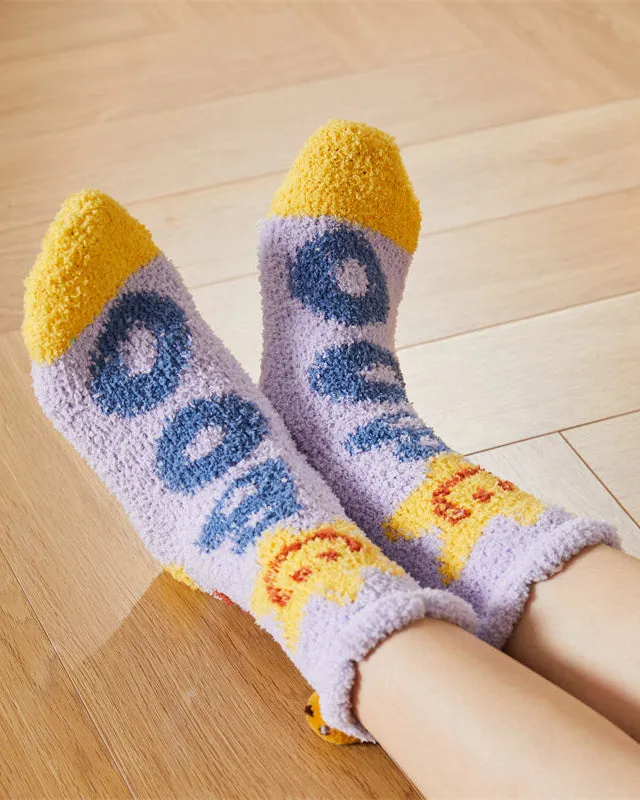 Sweetnana Women’s Cozy Crew Socks – Super Soft and Anti-Slip Slipper Socks, Smiley Face Series for Winter Lounge Wear