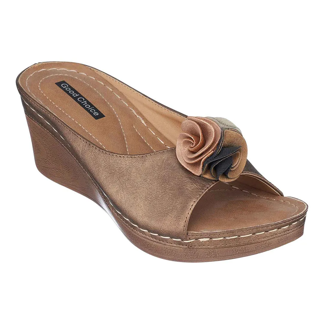 Sydney Bronze Wedge Sandals