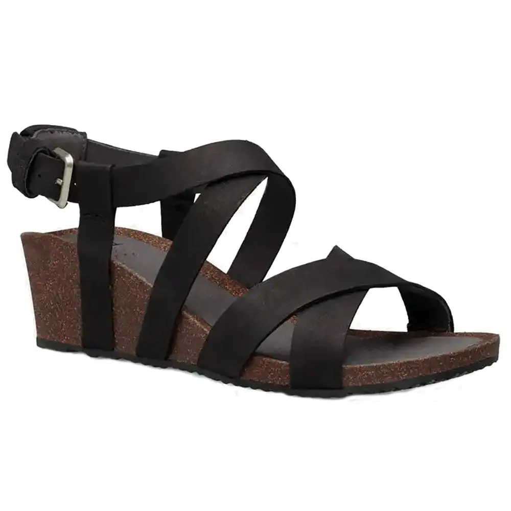 Teva Mahonia Wedge Cross Strap Black Womens Sandals