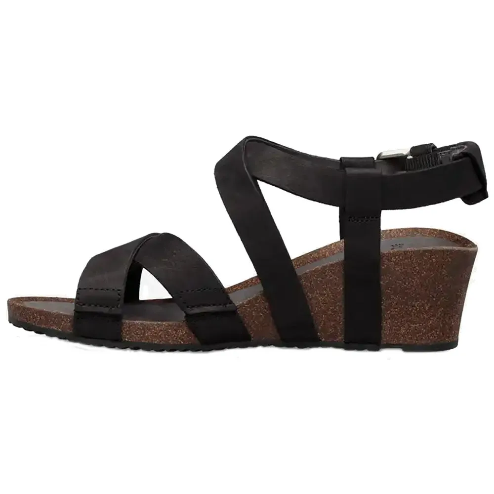 Teva Mahonia Wedge Cross Strap Black Womens Sandals