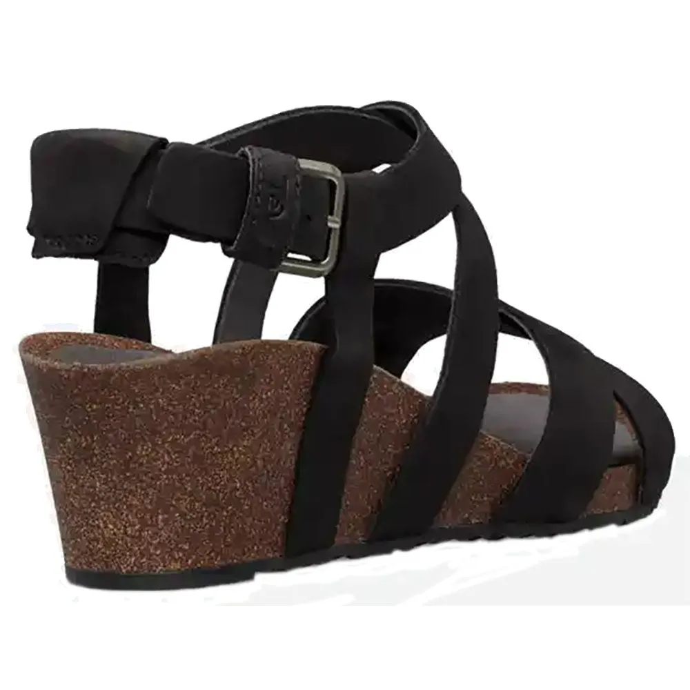 Teva Mahonia Wedge Cross Strap Black Womens Sandals