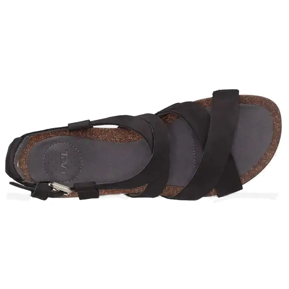 Teva Mahonia Wedge Cross Strap Black Womens Sandals