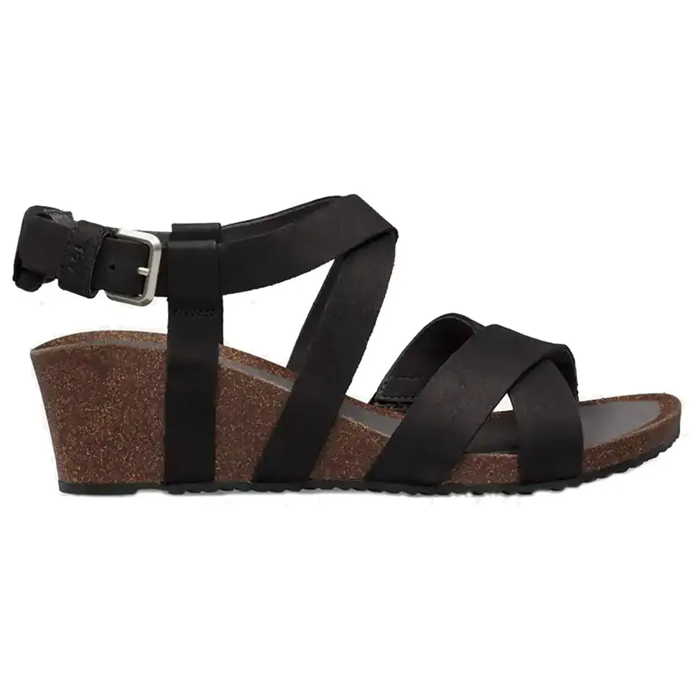 Teva Mahonia Wedge Cross Strap Black Womens Sandals