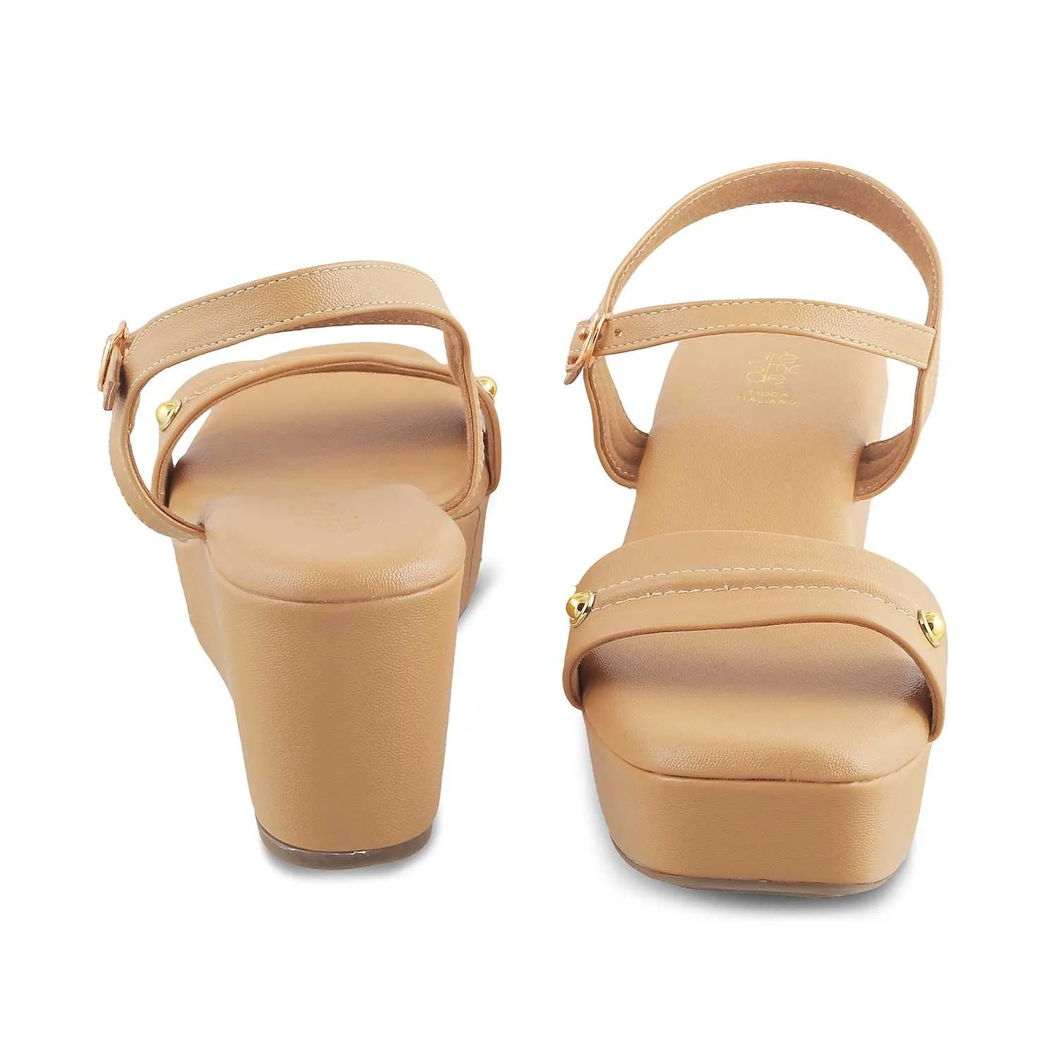 The Amsterdam Beige Women's Dress Wedge Sandals Tresmode