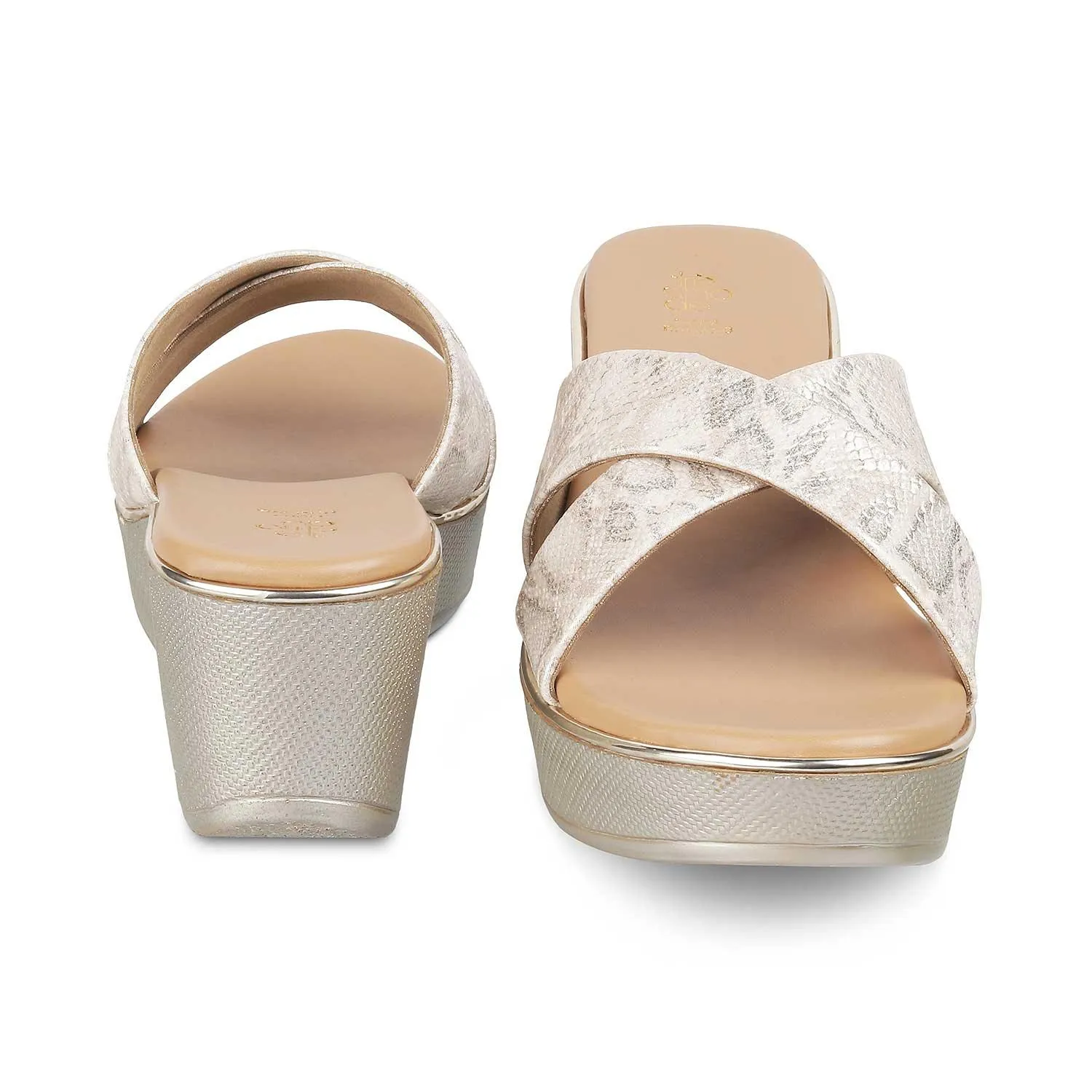 The Savvy Gold Women's Dress Wedge Sandals Tresmode