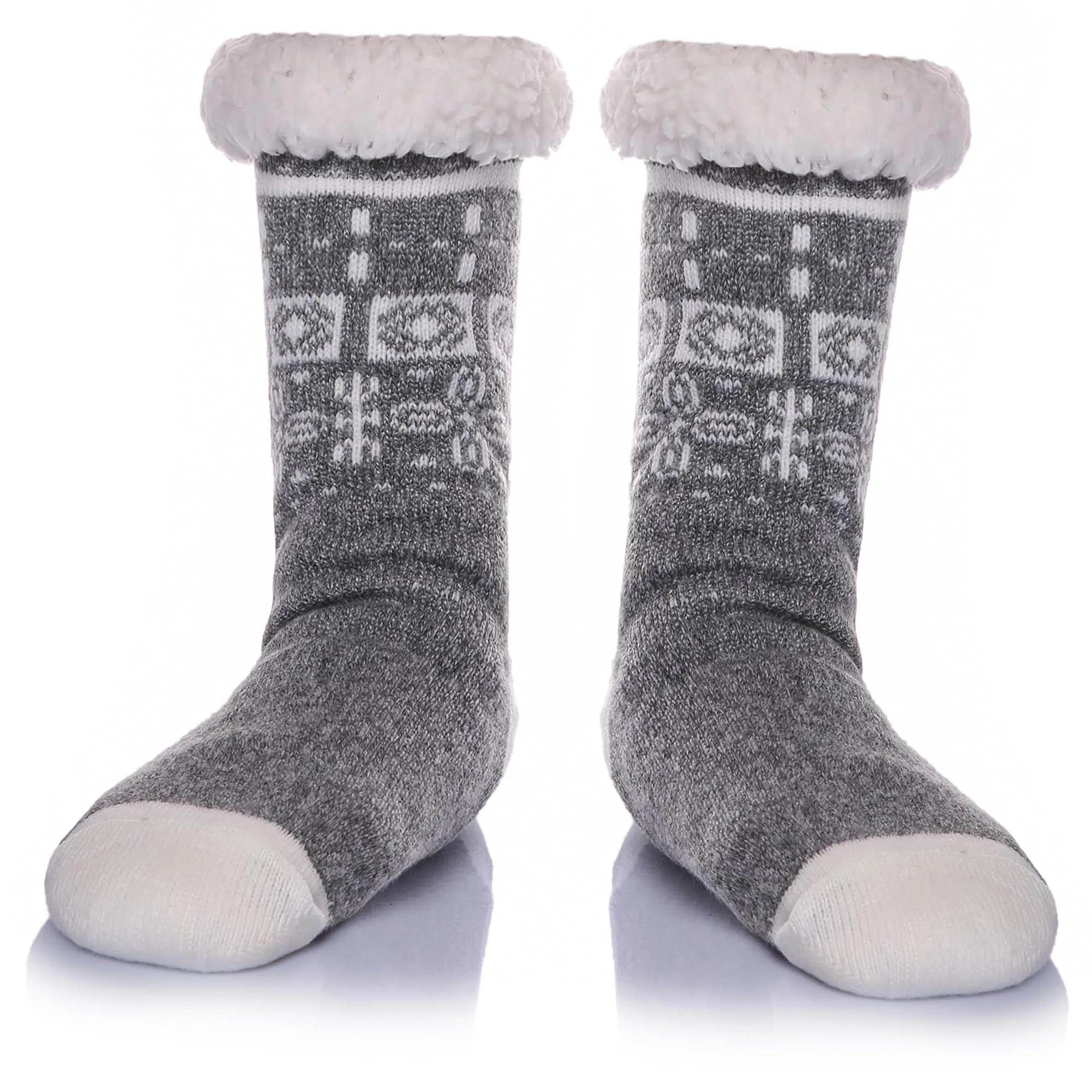 Unisex Slippers Socks, Warm Fluffy Socks with Sherpa Fleece Non Slip