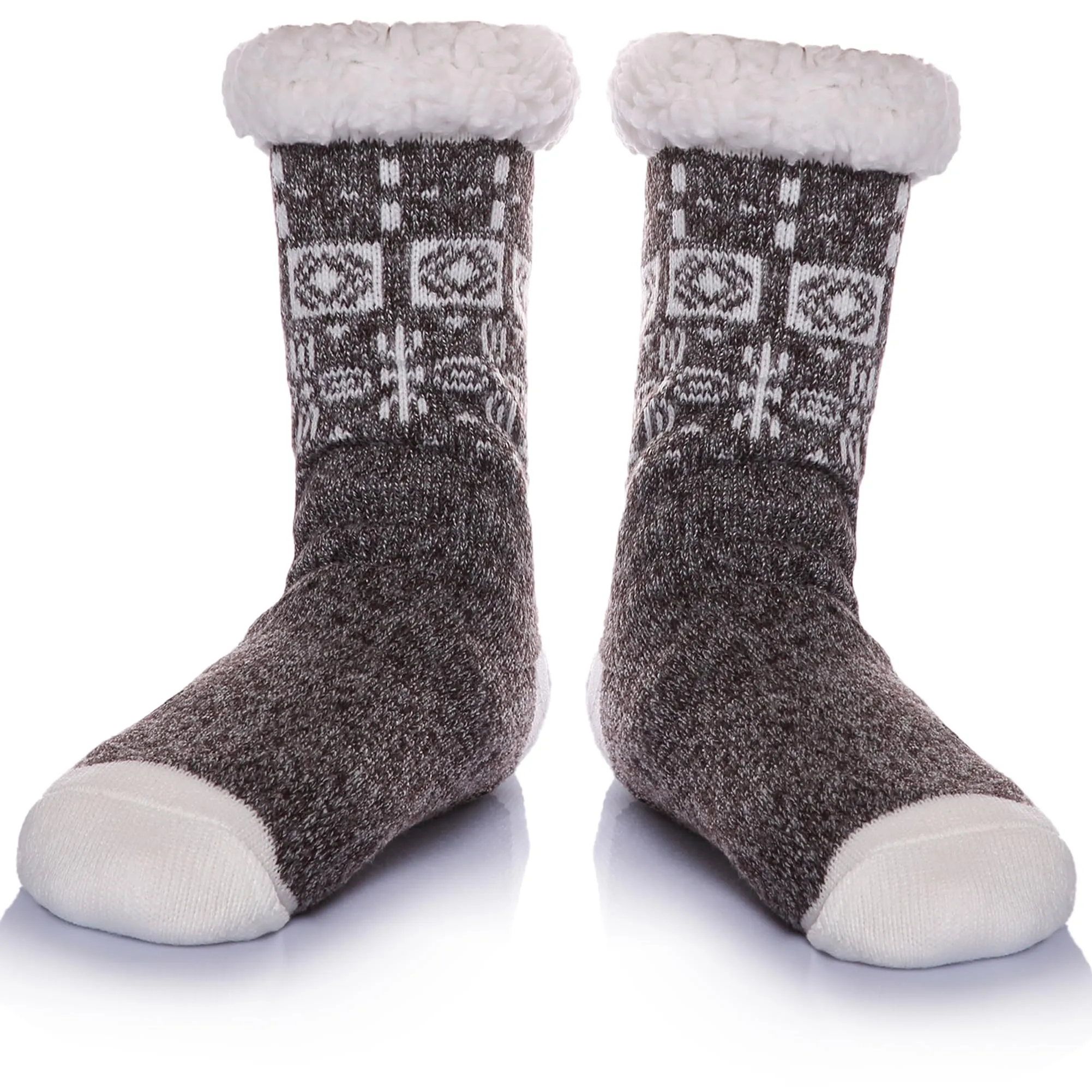 Unisex Slippers Socks, Warm Fluffy Socks with Sherpa Fleece Non Slip