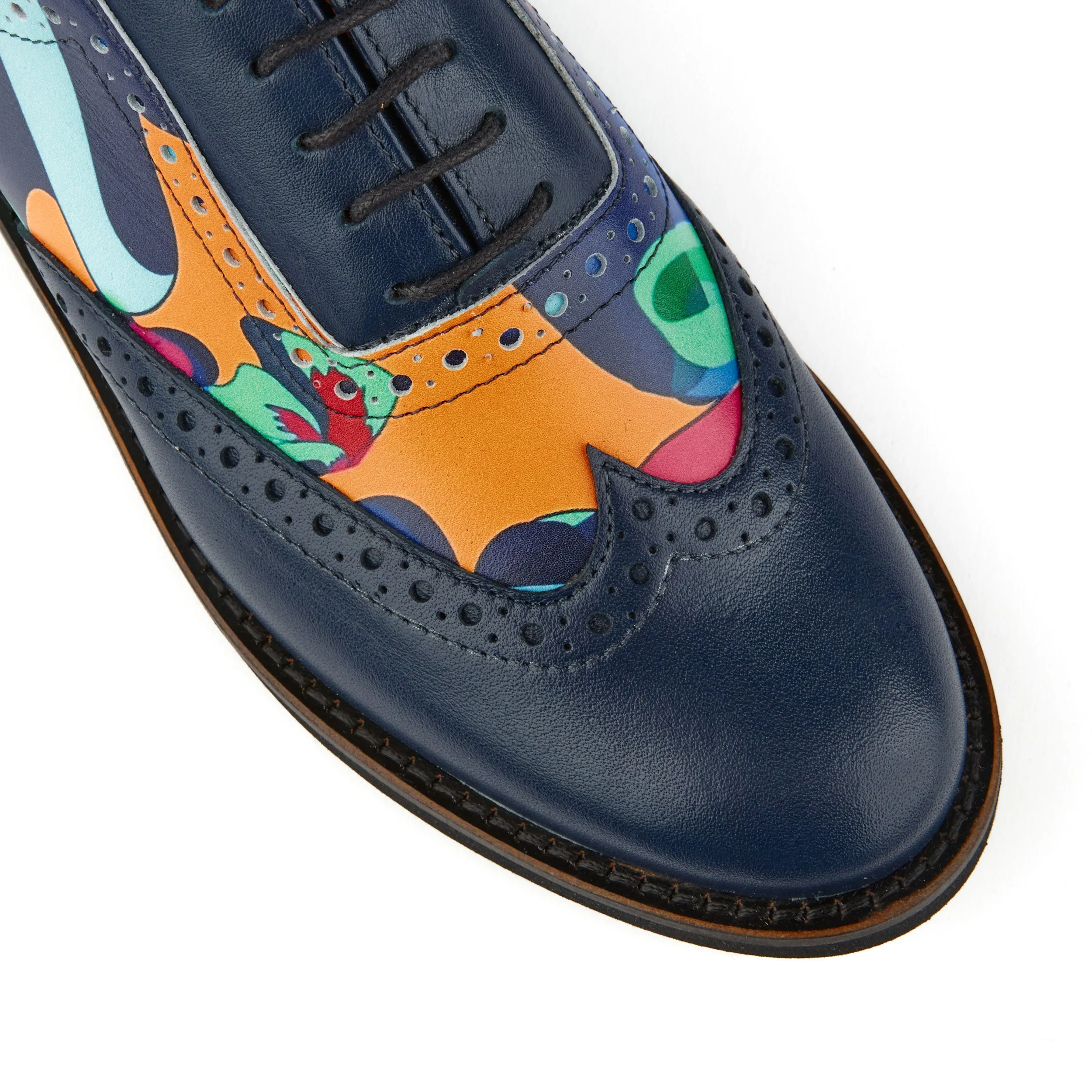 Vivienne - Blue Jungle - Women's almond toe lace up oxfords in colourful leather