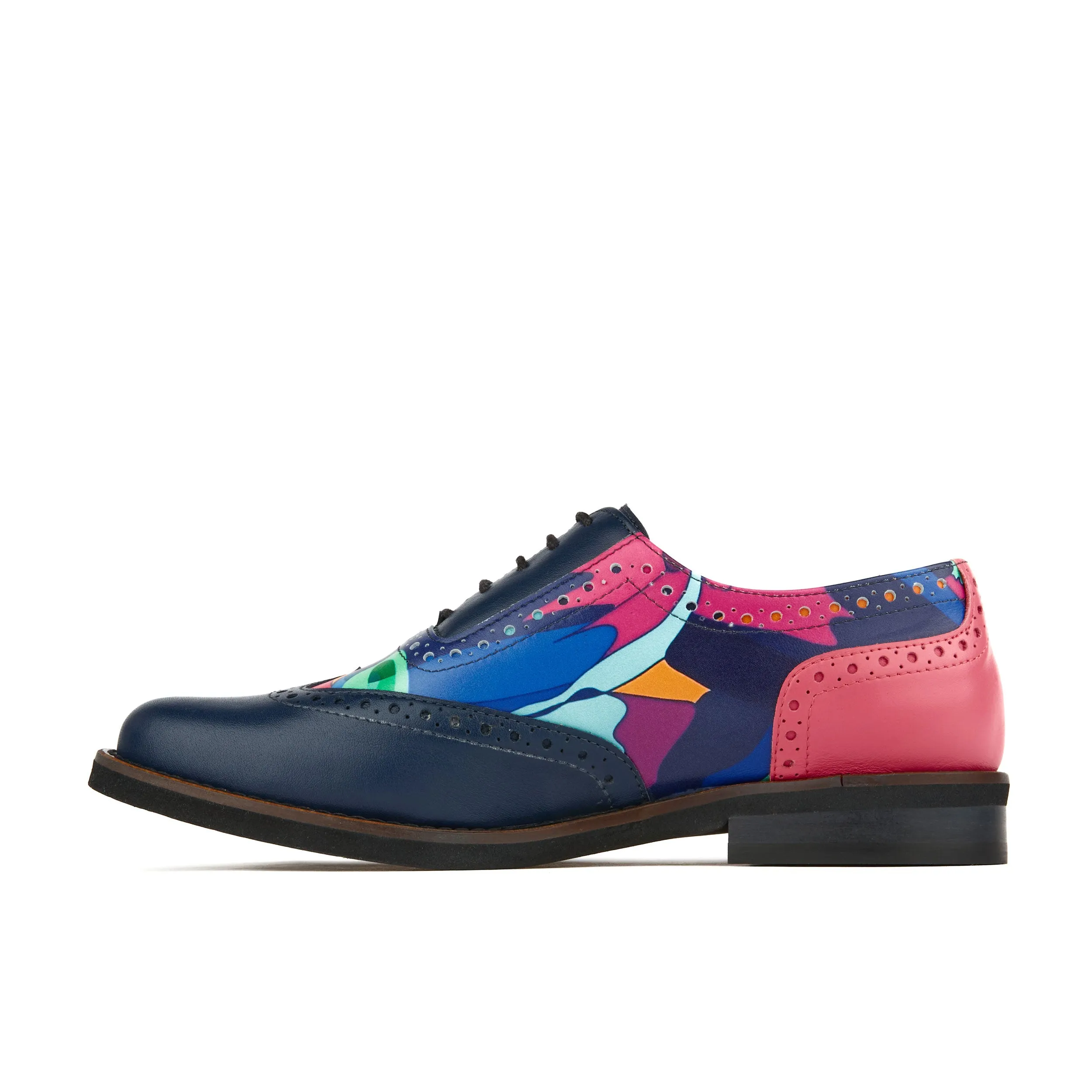 Vivienne - Blue Jungle - Women's almond toe lace up oxfords in colourful leather