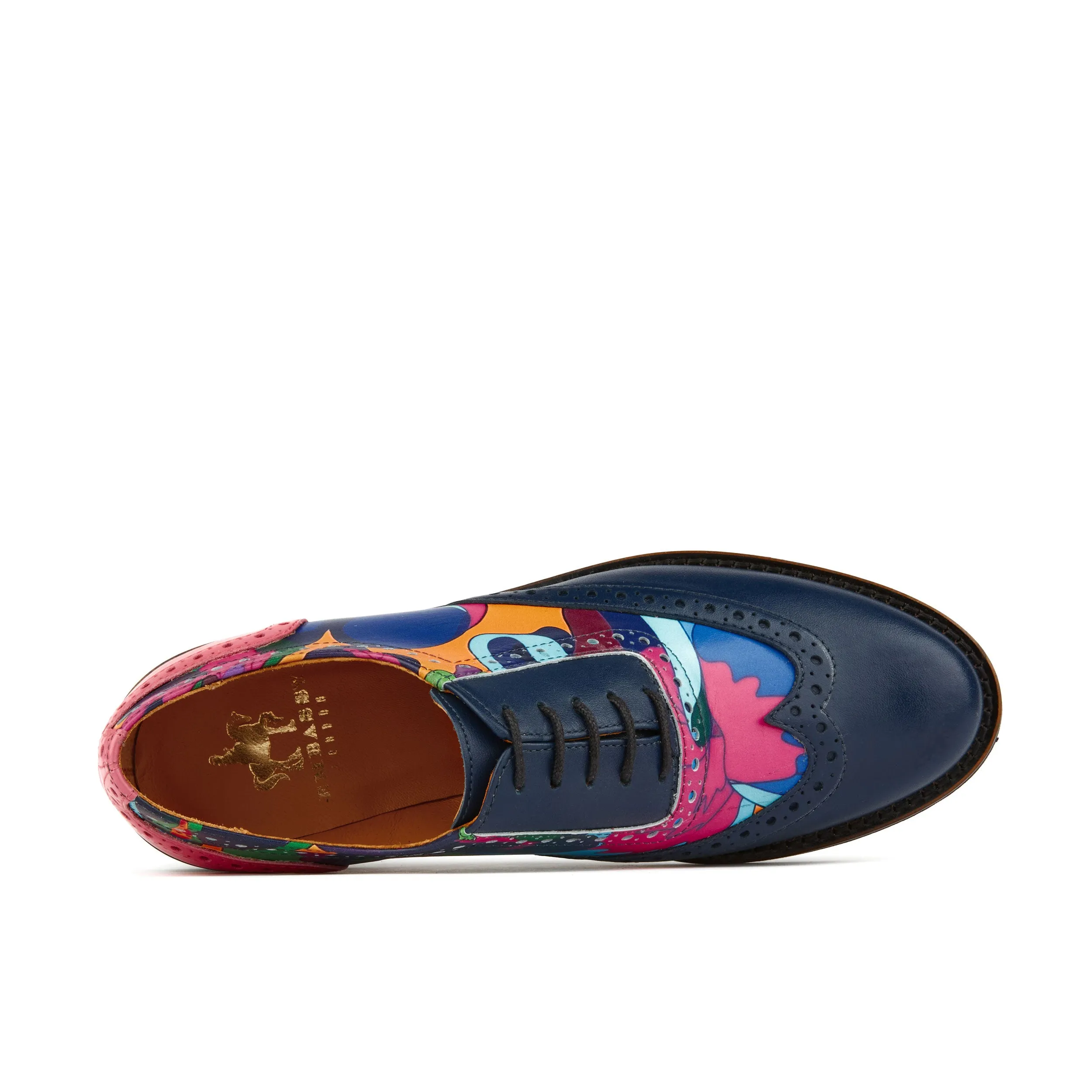 Vivienne - Blue Jungle - Women's almond toe lace up oxfords in colourful leather