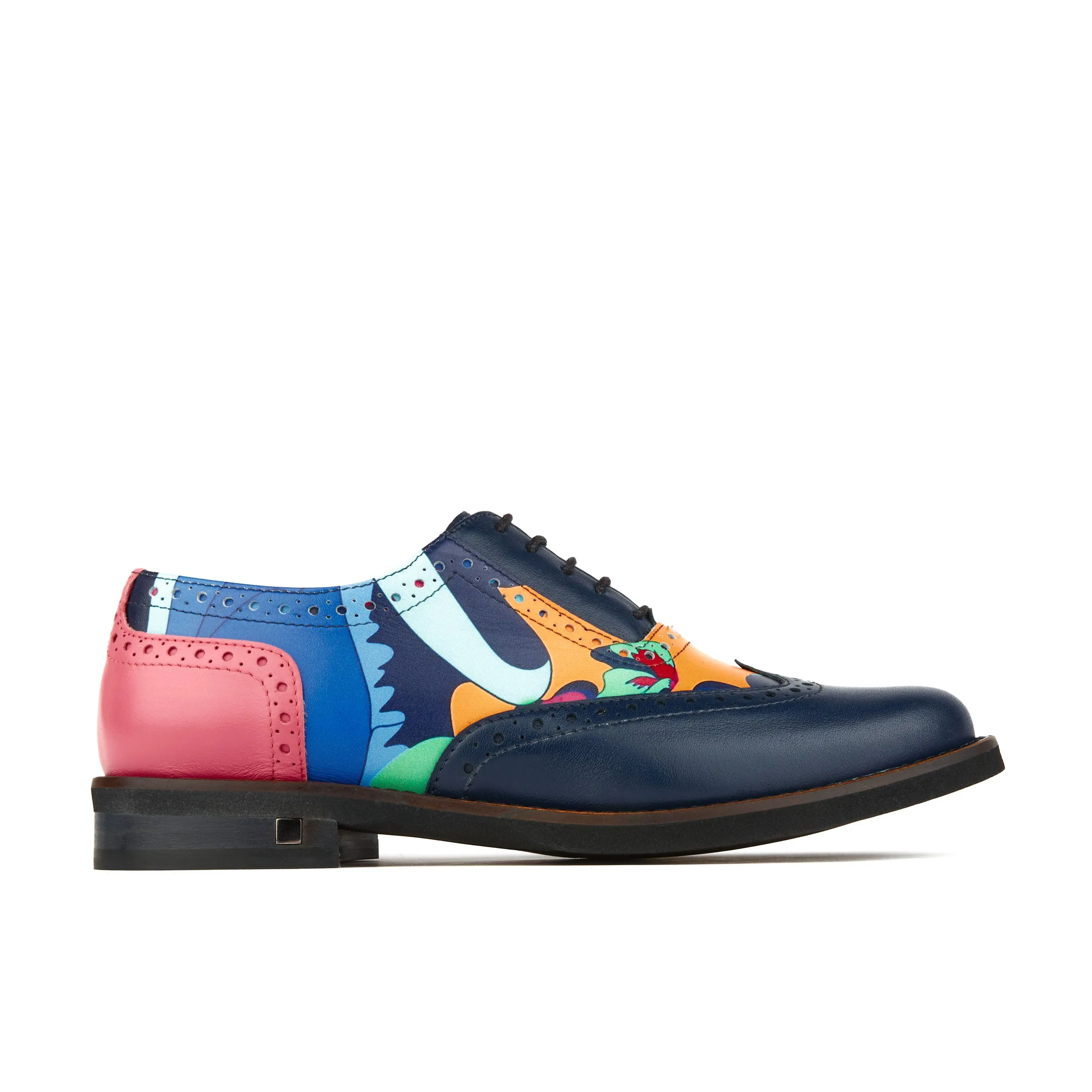 Vivienne - Blue Jungle - Women's almond toe lace up oxfords in colourful leather