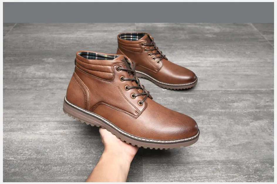 West Louis™ Luxury Handmade Leather Office Ankle Boots